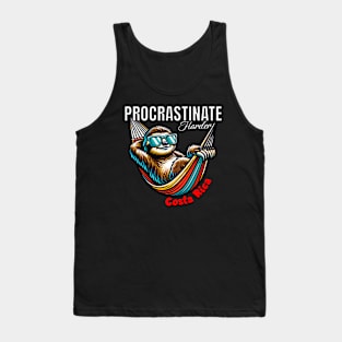 Procrastinate Harder: Relaxed Sloth Vibes from Costa Rica Tank Top